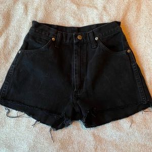 Black High Waisted Wrangler Jean Shorts